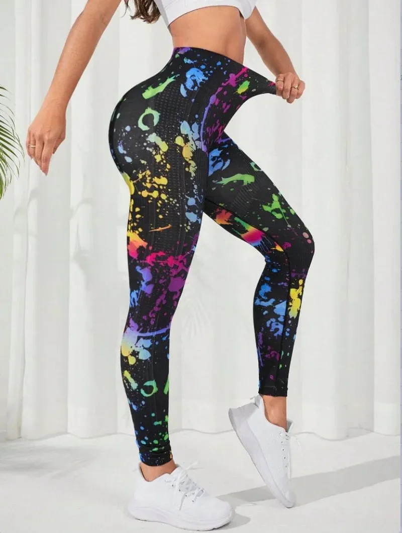 Yoga 3D Print Tie Dye Sports Pants Women Seamless  Leggings High Waist Fitness Push Up Leggings Gym Clothing Workout Tights