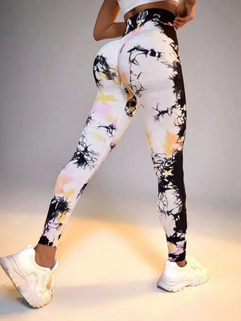 Yoga 3D Print Tie Dye Sports Pants Women Seamless  Leggings High Waist Fitness Push Up Leggings Gym Clothing Workout Tights