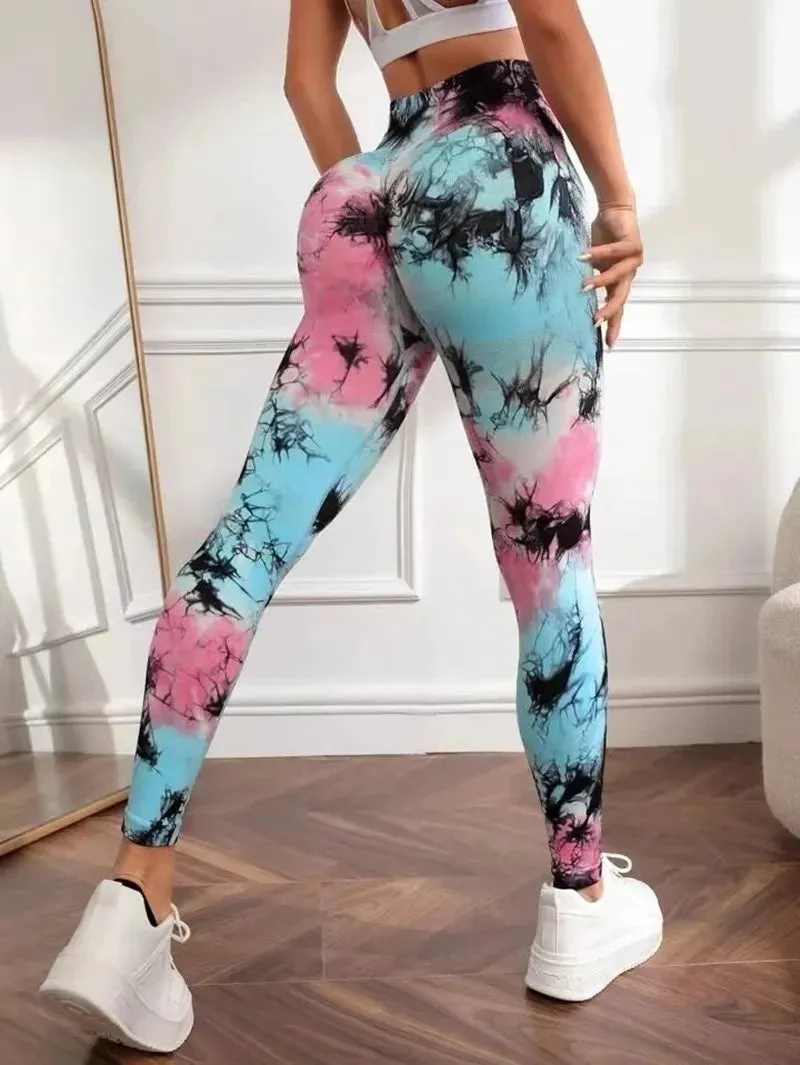 Yoga 3D Print Tie Dye Sports Pants Women Seamless  Leggings High Waist Fitness Push Up Leggings Gym Clothing Workout Tights