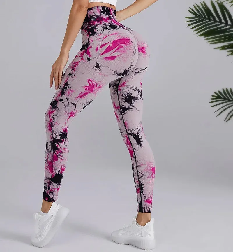 Yoga 3D Print Tie Dye Sports Pants Women Seamless  Leggings High Waist Fitness Push Up Leggings Gym Clothing Workout Tights